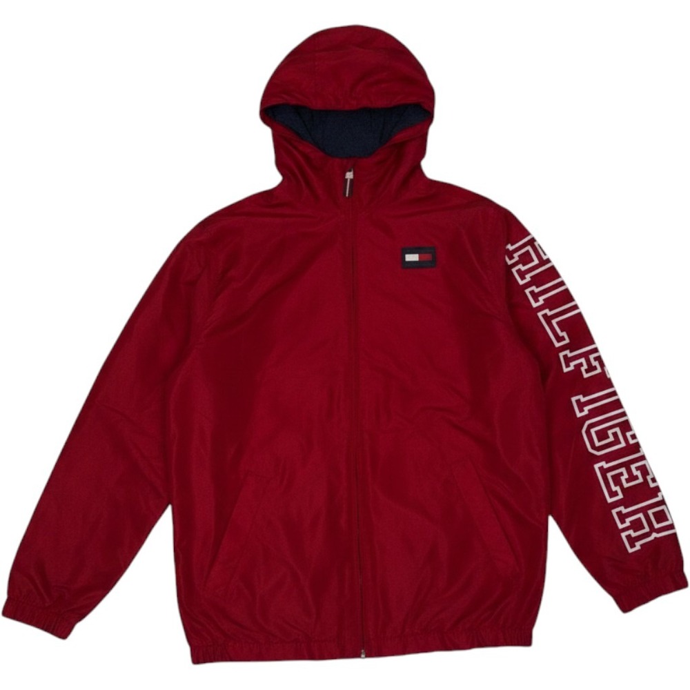 Vintage Tommy Hilfiger Windbreaker Jacket Men Medium Spellout Flag 90s 14/16‎